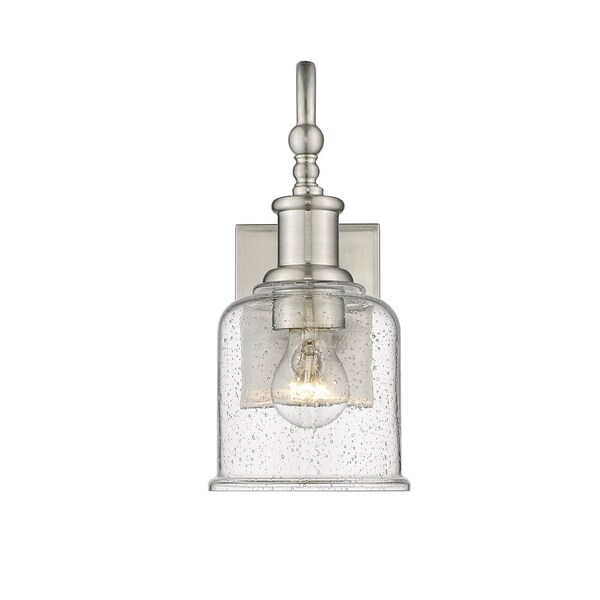 Bryant 1 Light Wall Sconce, Brushed Nickel And Clear Seedy